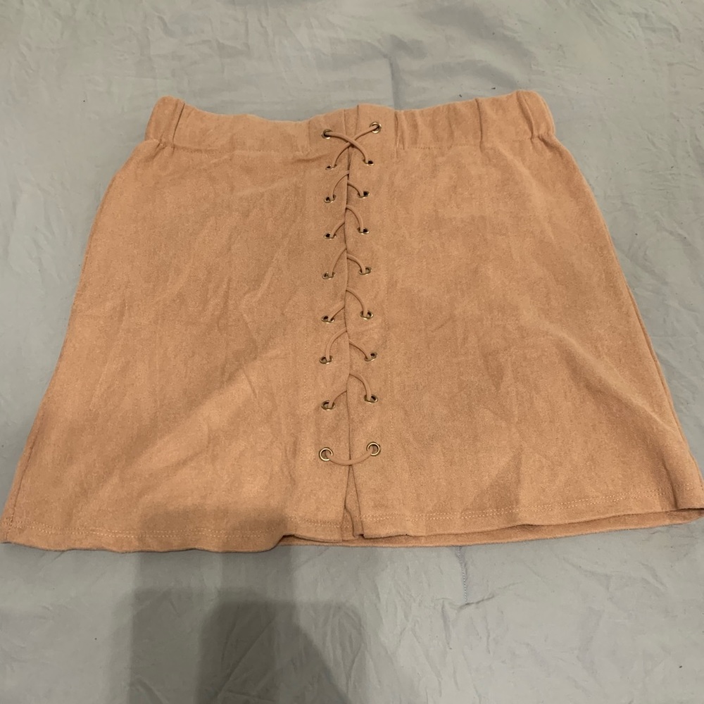 Pink Faux Suede Mini Skirt, size S